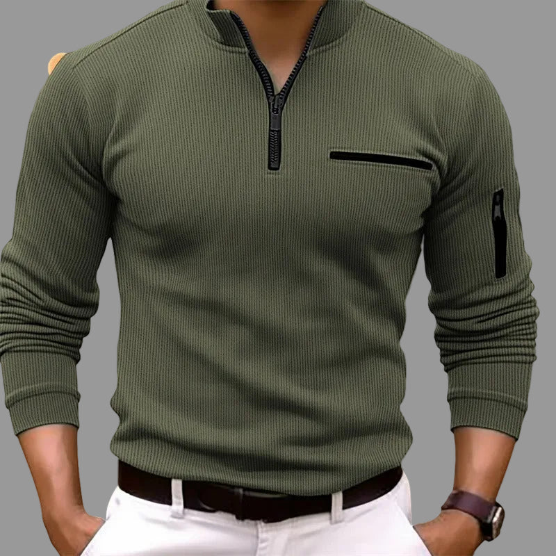 Ivars - Garās piedurknes T-krekls ar rāvējslēdzēju