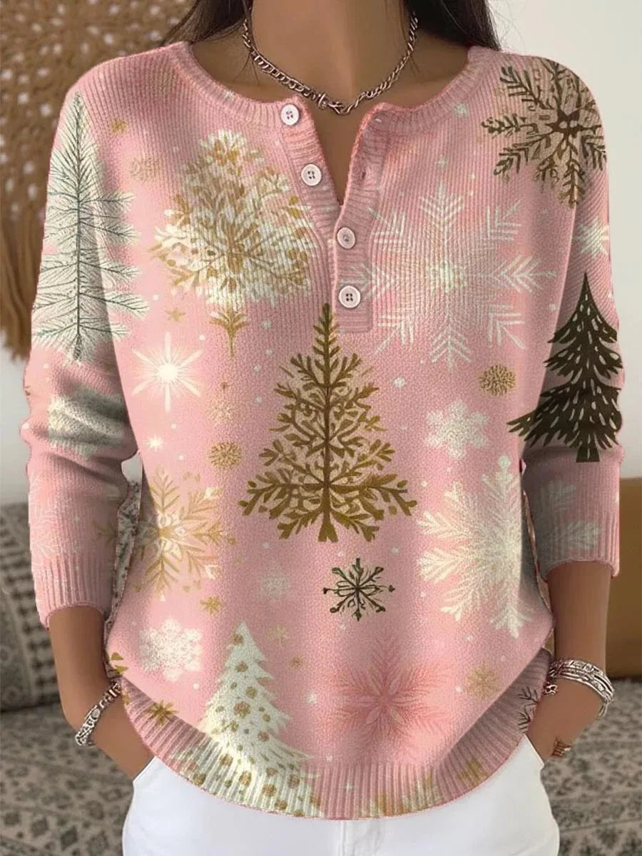 Manon | Warm Christmas Shirt with Festive Print