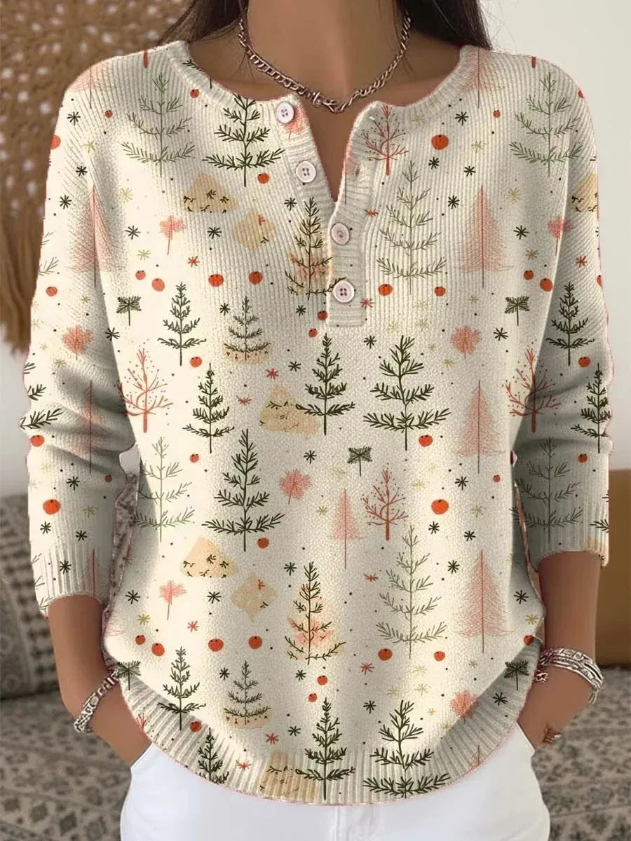 Manon | Warm Christmas Shirt with Festive Print