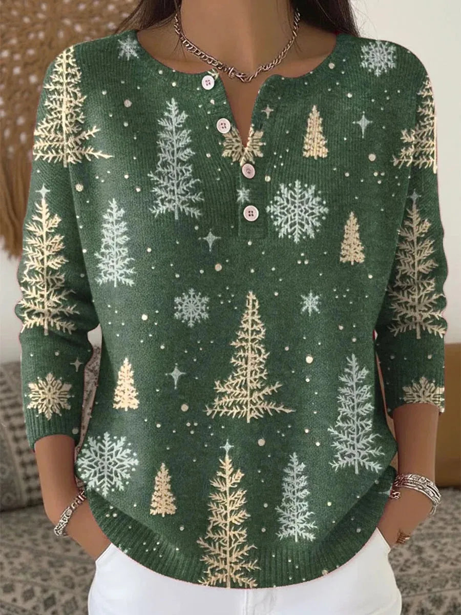 Manon | Warm Christmas Shirt with Festive Print